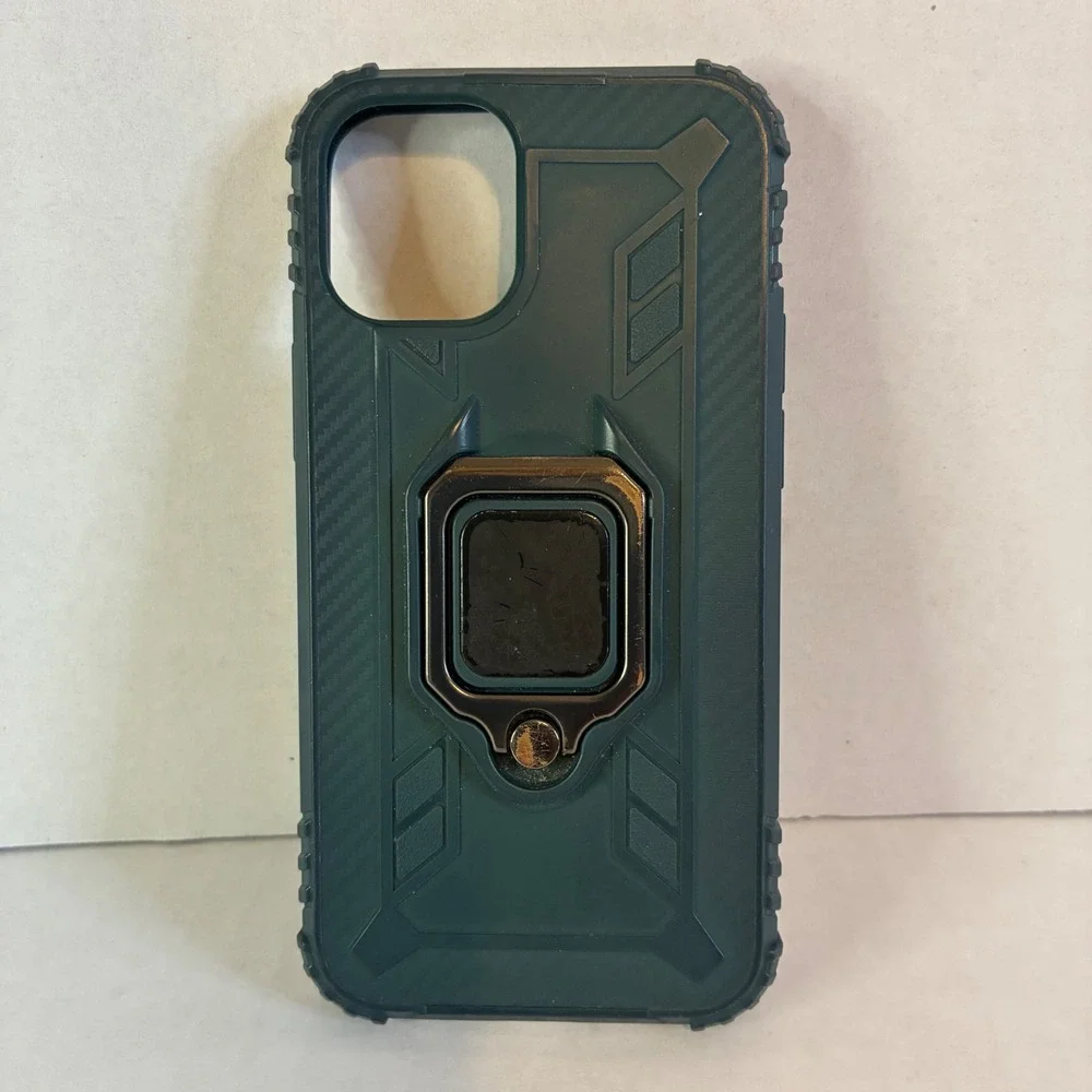 Heavy Duty Rugged Phone Case Ring Holder iPhone 12 or 13 Mini 5.4 in Dark Green